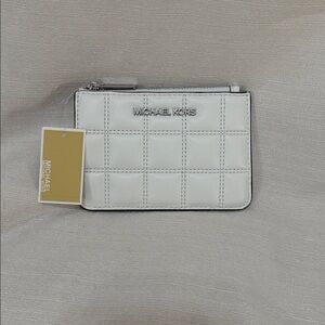 Michael Kors Optic White Jet Set Travel Quilted Coin Pouch